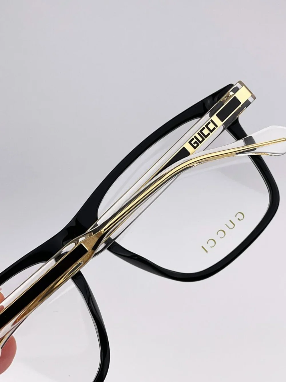 GUCCI GG0561ON 001 BLACK CRYSTAL SQUARE EYEGLASSES